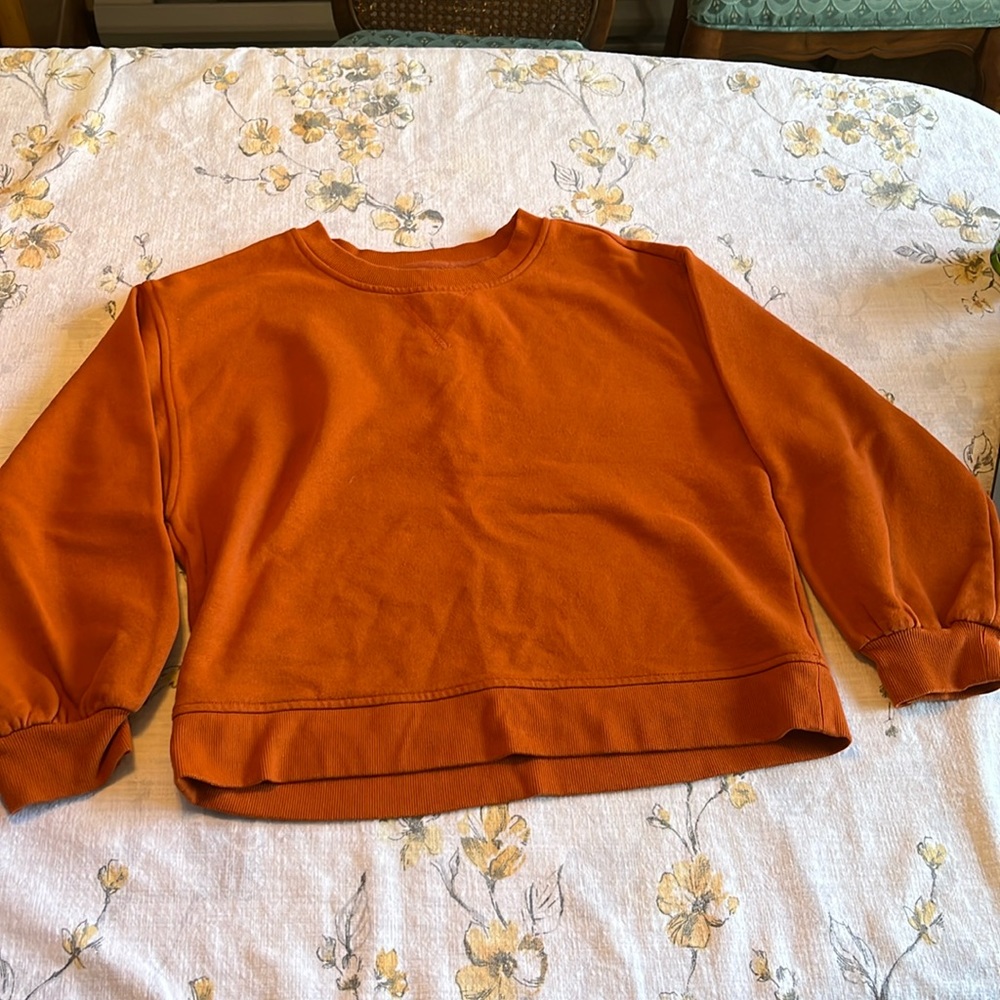 Orange Market & Spruce Crew Neck Sweatshirt Size Small Petite
